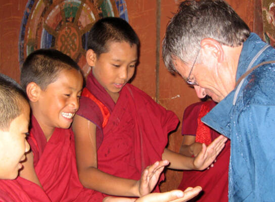 Foreigner with Buddhist Student