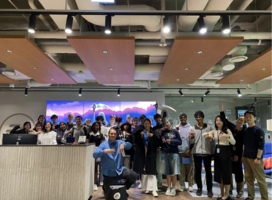 Students standing in main lobby of EA Korea
