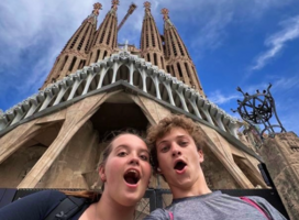 Students posing at the Sagrada Família