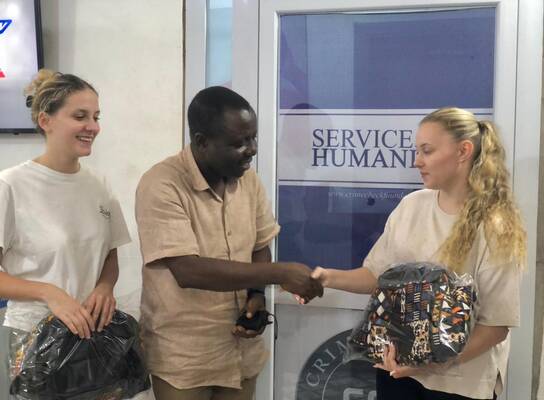 Volunteers meet their volunteer coordinator in Ghana
