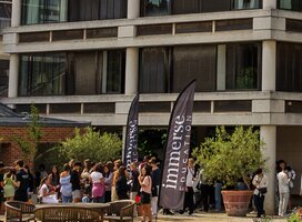 students sitting outside in the summer
