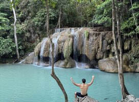 Swimming in the beautiful Emerald waterfalls