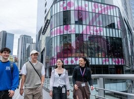 EF students walking outside the EF school in Shibuya Crossing