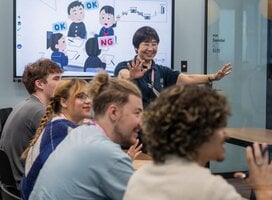 EF students learning Japanese in the classroom