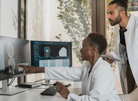 Doctors looking at MRI