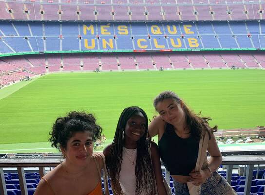 Students attending a football game in Spain