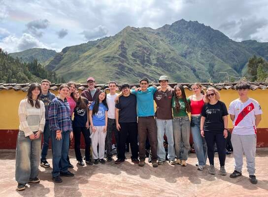 School group traveling in Peru