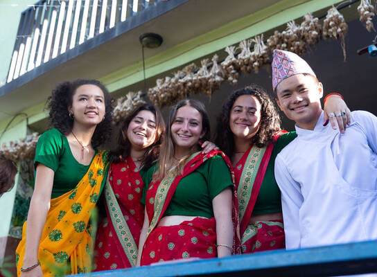 Students in traditional dress Nepal