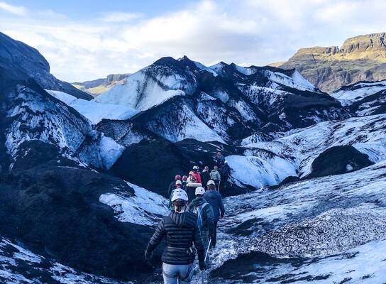 SIT students hiking a glacier in Iceland