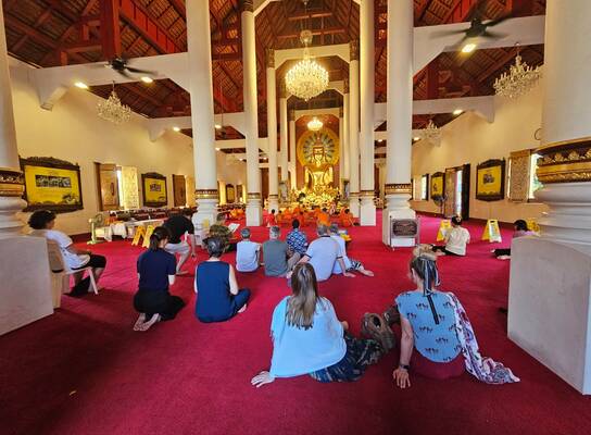Students in a temple