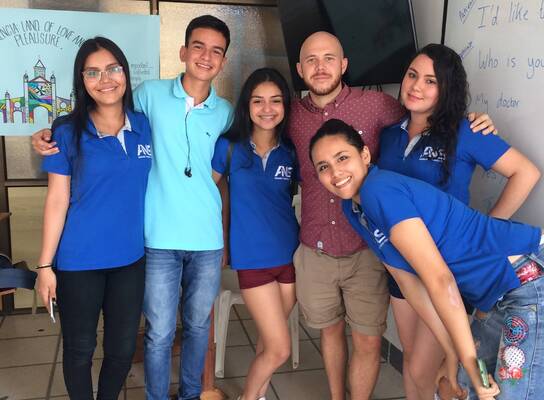 with students