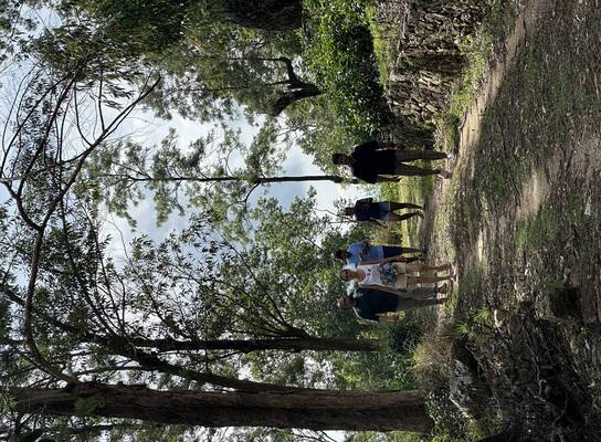 group hiking through Kandy hills