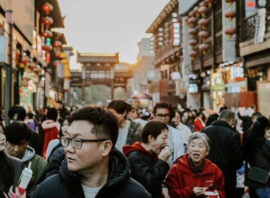 Chinese people walking