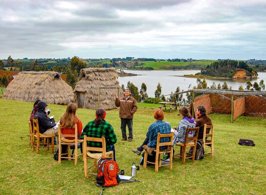 Students participating in a field lecture.