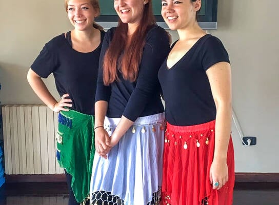 Students participating in a cultural dance activity