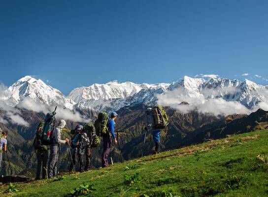Students hiking in India