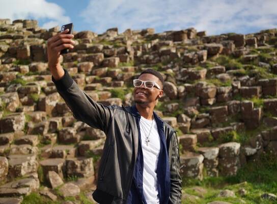student at giants Causeway 
