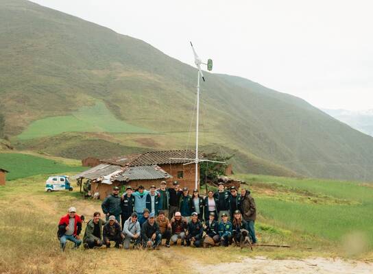 Group of Engineer Without Borders from Canada, concluding a wind turbine project