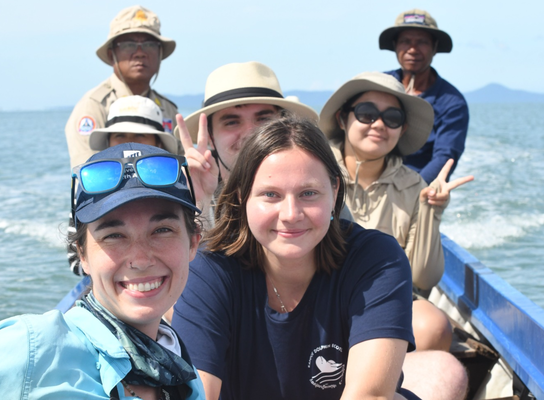 Interns on boat survey