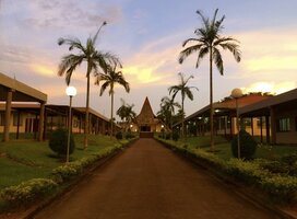 the host university at sunset