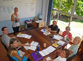 Spanish group classes on the beach, samara costa rica