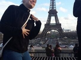 Student from IBS Winter One posing contently by the Eiffel Tower in Paris!