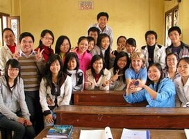 In the classroom with the students
