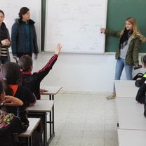 Teaching girls in the local elementary school