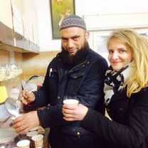 English lesson with my great student Sheikh, he is making Sahlab ( delicious local drink)  after the end of the lesson
