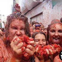 Join other travelers in this giant food fight