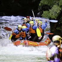 Students white water raft in New Zealand