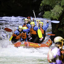 Students white water raft in New Zealand