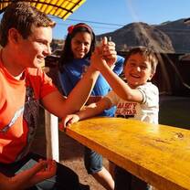 Having fun with local kids 
