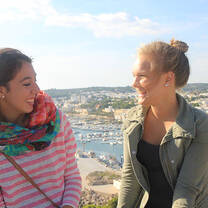 Two women laughing 