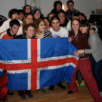AFS Exchange students holding Iceland flag