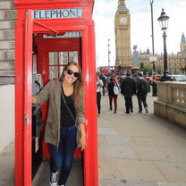 student exploring the phone booths in London!