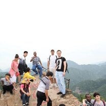 High school teens from language program in china going hiking 
