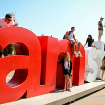 Participants climb the famous I Amsterdam sign!