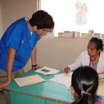 Participant working with doctor