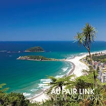 Sunny day and beautiful view from Mt Maunganui in New Zealand