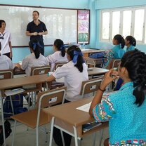 A previous TEFL student during teaching practice at a local school