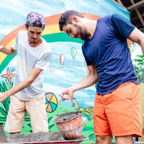 Construction volunteers in Bali with IVHQ