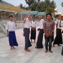 Burmese students at temple
