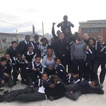 A few of my Grade 7 kids and I, after sport