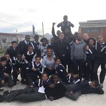 A few of my Grade 7 kids and I, after sport