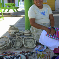 Craft seller at market in Belize