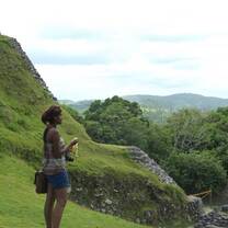 Local girl with camera on film project Belize