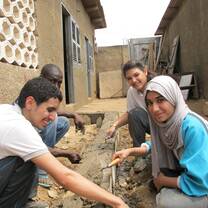 Group construction volunteering