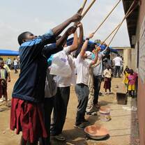 Groups painting at site