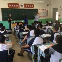 classroom with students in China